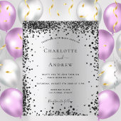 Zilveren zwarte bruiloft uitnodiging