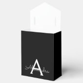 Zilveren Zwarte Luxe Glitter Glam Monogram Naam Bedankdoosjes (Geopend)