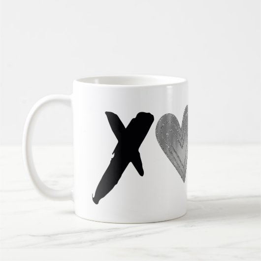 Zilveren zwarte XOXO harten Koffiemok (Links)