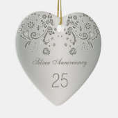 Zilveren zwellen 25th Wedding Jubileum Ornament (Rechts)