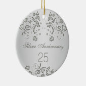 Zilveren zwellen 25th Wedding Jubileum Ornament (Rechts)