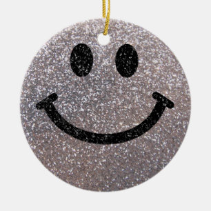 Zilverfaux glitter keramisch ornament