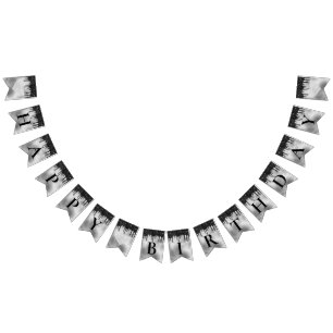 Zilverflesolie en zwarte druppelglitter Birthday Vlaggetjes