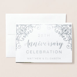 Zilverfolie 25e verjaardagsfeest uitnodigingen