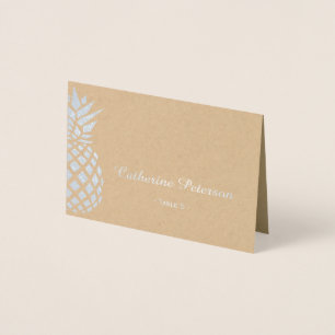 Zilverfolie anananas-plaatkaart   begeleidkaart folie kaarten