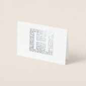 Zilverfolie Art Nouveau Monogram Eerste Letter H Folie Kaarten (Voorkant)