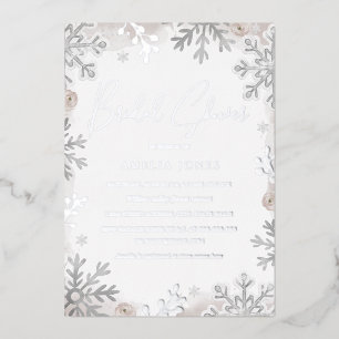 ZILVERFOLIE Blush Winter Sneeuwvlok Bruiloft Feest Folie Uitnodiging