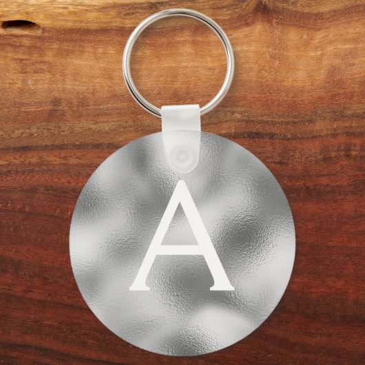 Zilverfolie & Glitter Monogram Sleutelhanger (Voorkant)