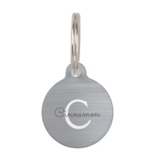 Zilverfolie Metallic Monogram Naam Huisdierpenning
