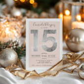 Zilverfolie script blush quinceanera foto kaart