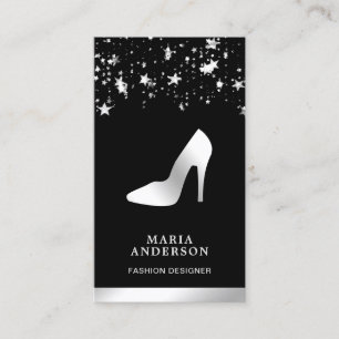 Zilverfolie Sterren Confetti Hoge Hakken Stilettos Visitekaartje