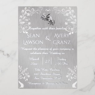 Zilverfolie  zilverwitte sierrand folie uitnodiging