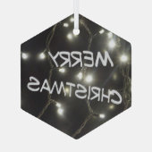 Zilverglas kerstglas, met mousserend licht glas ornament (Achterkant)