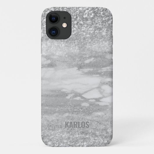 Zilverglitter en grijs marmermengsel Case-Mate iPhone case (Achterkant)