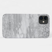 Zilverglitter en grijs marmermengsel Case-Mate iPhone case (Achterkant (horizontaal))