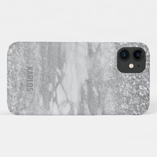 Zilverglitter en grijs marmermengsel Case-Mate iPhone case (Achterkant (horizontaal))