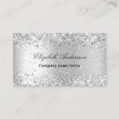 Zilverglitter vonkloos stof elegant QR code Visitekaartje (Voorkant)