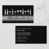 Zilverglitterbarman drink visitekaartje (Voorkant / Achterkant)