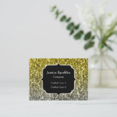 Zilvergouden donkere sparren glitter ombre Monogra Visitekaartje (Staand voorkant)