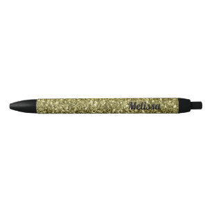 Zilvergouden donkere sparren glitter ombre Monogra Zwarte Inkt Pen