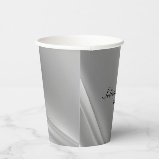 Zilvergradiëntdiagonale lijnen papieren bekers (Rechts)