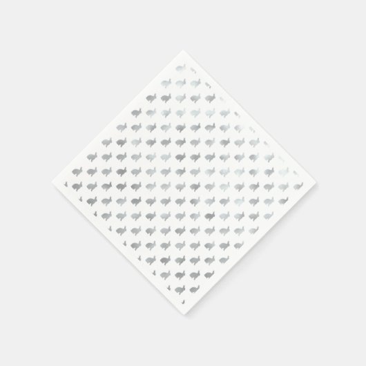 Zilvergrijs Bunny Achtergrond Faux Folie Grijs Servetten (Hoek)