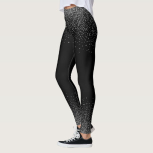 Zilvergrijs Confetti op zwart Leggings