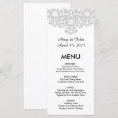 Zilvergrijs damask bruiloft menu dmask3 (Voorkant / Achterkant)
