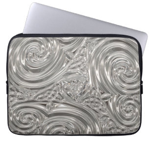 Zilvergrijs elegante art nouveau abstract laptop sleeve