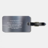 Zilvergrijs Geborsteld Metalen Script Monogram Sch Bagagelabel (Achterkant horizontaal)