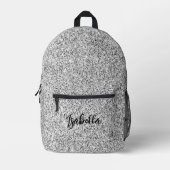 Zilvergrijs licht glitter fonkelt Custom name Bedrukte Rugzak (Voorkant)