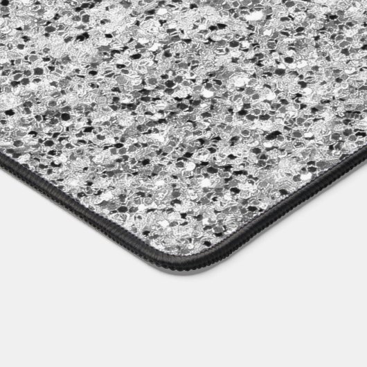 Zilvergrijs licht glitter fonkelt Custom name Bureaumat (Hoek)