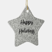 Zilvergrijs licht glitter fonkelt Custom name Keramisch Ornament (Rechts)