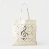 zilvergrijs muziek treble sleutel tote bag (Voorkant)