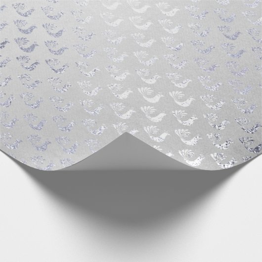 Zilvergrijs pacock Metallic Shiny Monochromatic Cadeaupapier (Hoek)