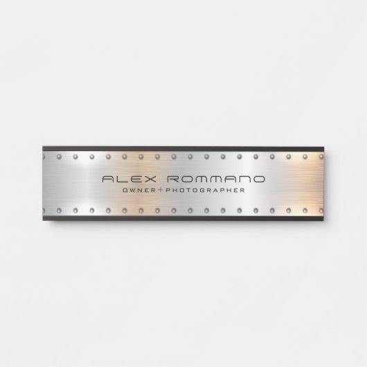 Zilvergrijze geborsteld aluminium textuur deurbordje (Voorkant)
