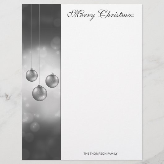 Zilvergrijze kerstcadeautjes met aangepaste tekst briefhoofd (Voorkant)