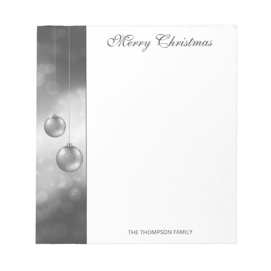 Zilvergrijze kerstcadeautjes met aangepaste tekst notitieblok (Voorkant)