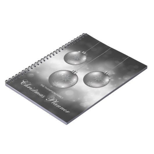 Zilvergrijze kerstcadeautjes met aangepaste tekst notitieboek (Linkerzijde)