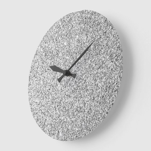 Zilvergrijze lichtglitter grote klok (Hoek)