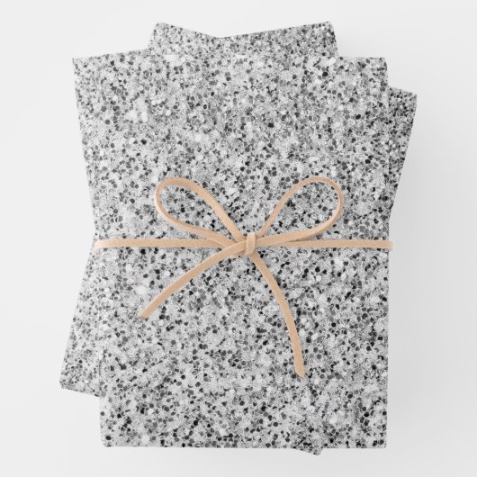 Zilvergrijze lichtglitter inpakpapier vel (In situ)