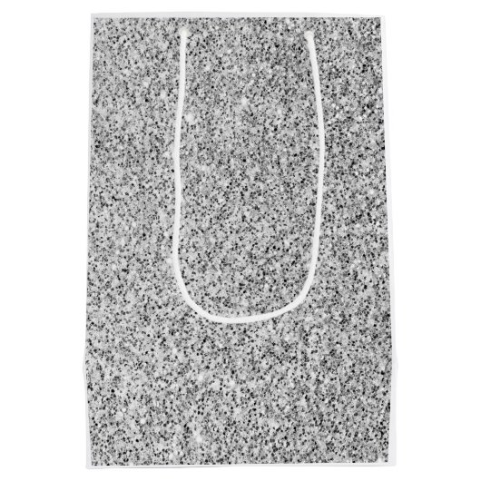 Zilvergrijze lichtglitter medium cadeauzakje (Achterkant)