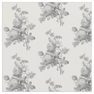 Zilvergrijze Rozen Monochrome Floral Stof