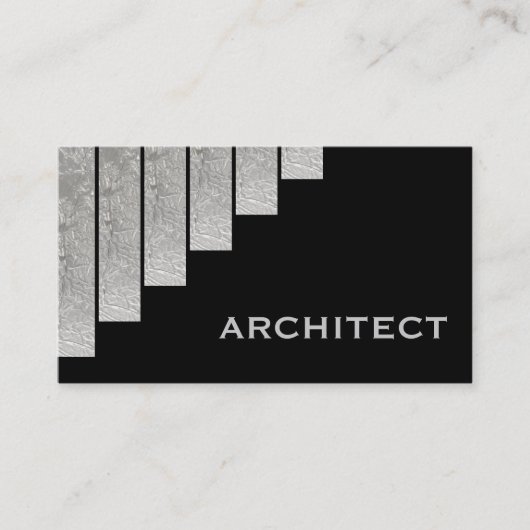 Zilvergrijze, zwarte verticale strepen architect visitekaartje (Voorkant)