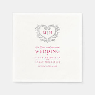 Zilverharding met monogram bruiloft servet
