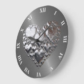 Zilverharding op geborsteld staal grote klok (Hoek)