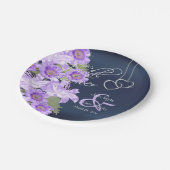 Zilverharding op lavender- en marineslag papieren bordje (Gekanteld)