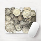 Zilverige Amerikaanse munten Muismat (Met muis)