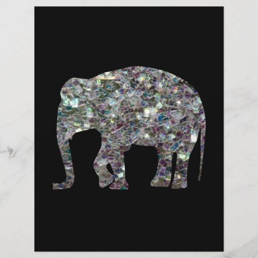 Zilverige zilvermozaïekglitter Elephant Flyer (Voorkant)