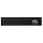 Zilverige zilvermozaïekglitter Elephant Naambordje (Voorkant)